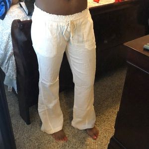 White linen pants